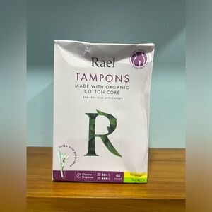 RAEL NIB Tampons Bundle Organic Cotton Slim Applicator 40 Count Regular & Super